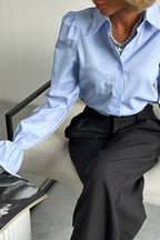 Elegant Simple Bell Sleeve Solid Blouse