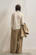 Fringed High Neck Knit Sweater