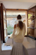 V-Neck Mohair Lace Bell Sleeve Cardigan