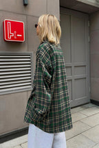 Plaid Striped Mid-Length Blouse