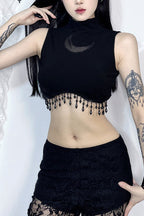 Gothic Moon Chain Knit Top