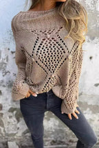 Round Neck Hollow Knit Sweater