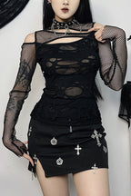 Gothic Mesh Long Sleeve Knit Top