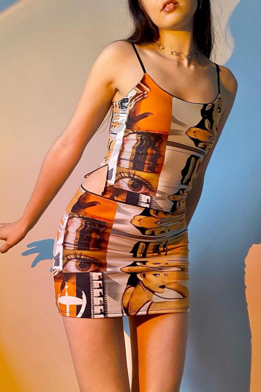 Sexy 3D Print Cami Bodycon Skirt Two Pieces Set