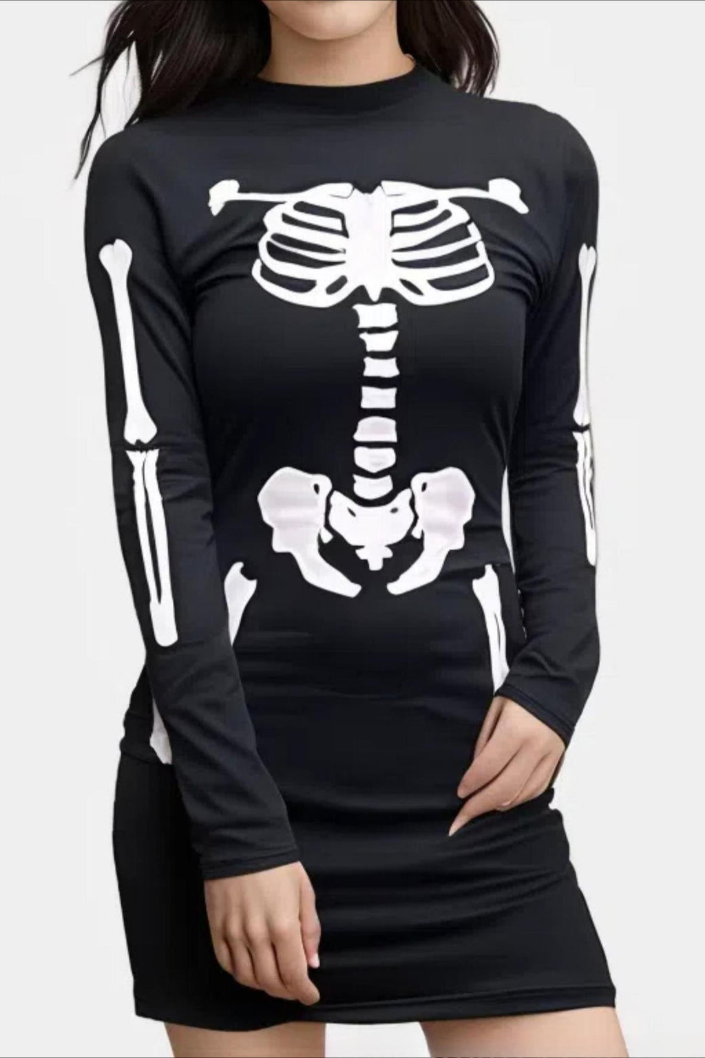 Skull Print Bodycon Mini Dress