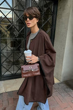 Vintage Solid Batwing Sleeve Coat