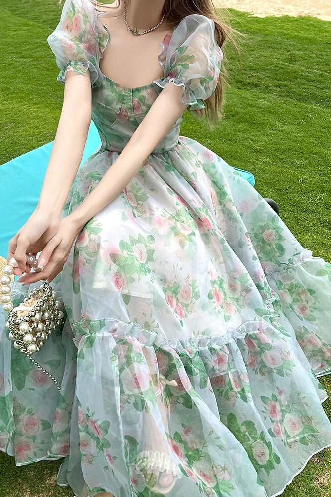 Vintage Evening Maxi Floral Dress