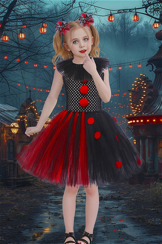 Red Clown Dress Kid Halloween Costume