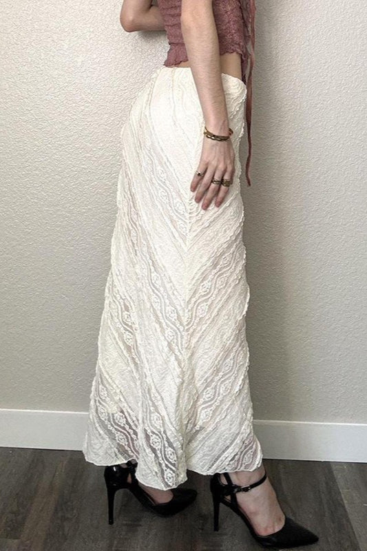 Low Waist Lace Twill Bodycon Skirt