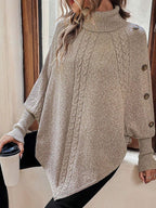 Cable Knit Turtleneck Batwing Sleeve Sweater