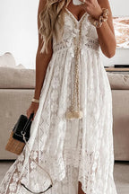 ummer New Lace Sling V-neck Floral Dress