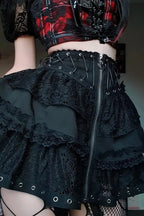 Halloween Gothic Punk High Waist Zipper Mini Skirt