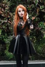 Shiny PU Pleated Gothic Skirt