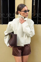 White Cropped Long Sleeve Jacket