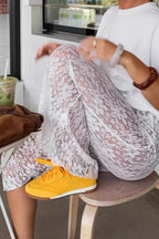 Elegant White Lace High Waist A-line Midi Skirt