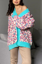 Leopard Print Knitted Long Sleeve Cardigan