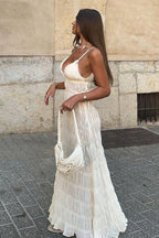 Spaghetti Strap Deep V Boho Dress