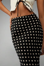 Slim Fit Polka Dot Midi Skirt