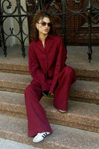 Cotton Loose Long Sleeve Blouse & Pants Set