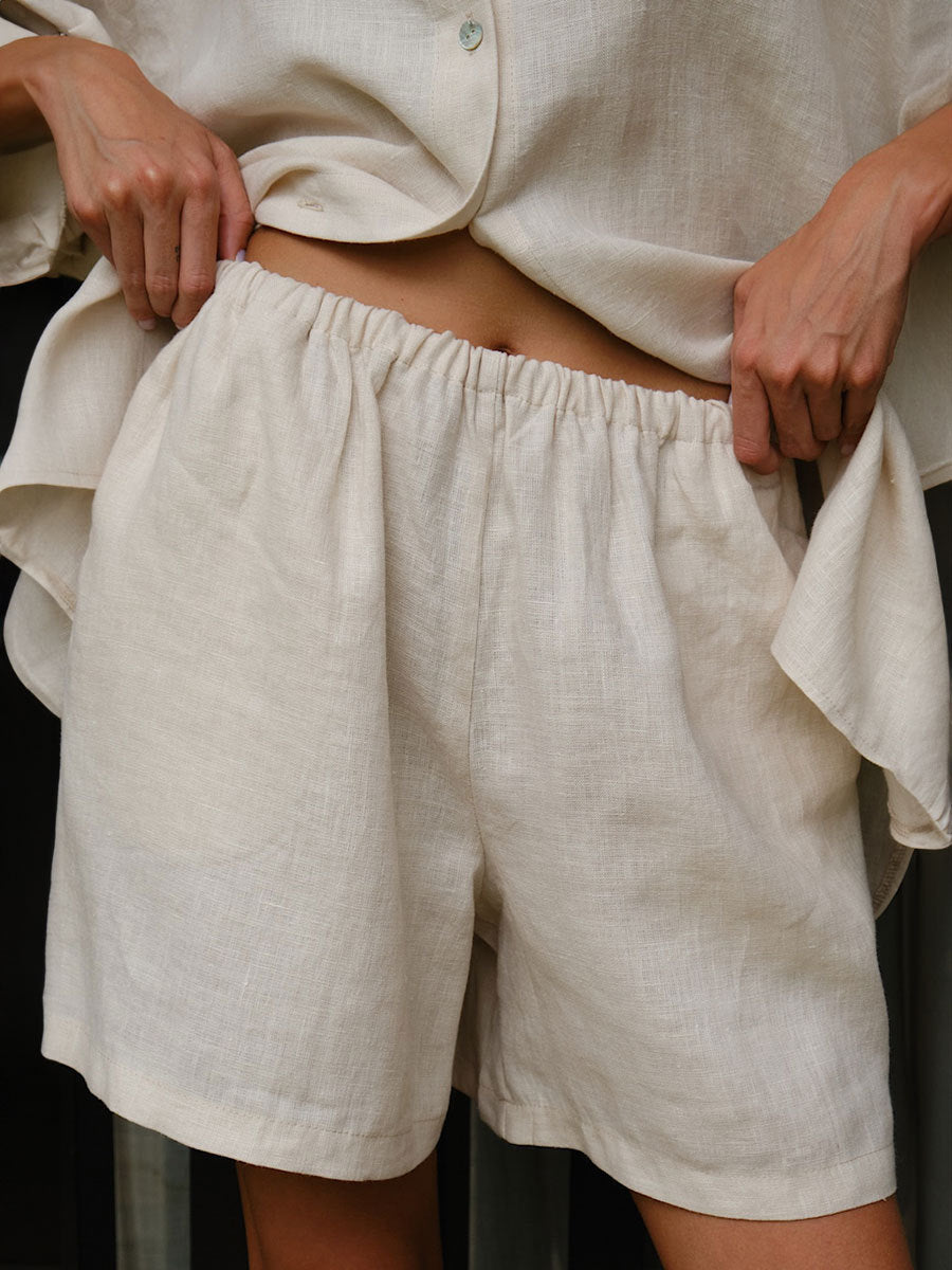 Long Sleeve Shirt Shorts Set Blouse