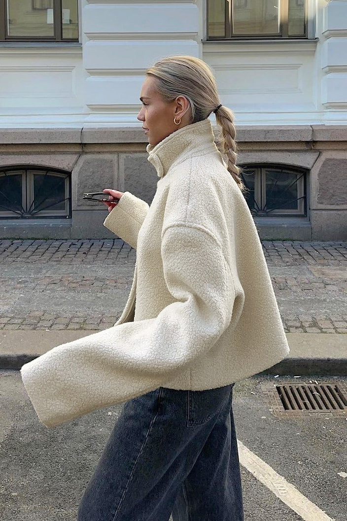 Short Stand Collar Sherpa Jacket