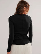 Buttoned Ribbed Knit Cardigan