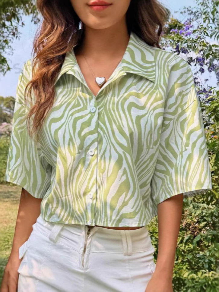 Summer Printed Short Sleeve Blouse