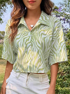 Summer Printed Short Sleeve Blouse