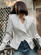 Ruffled Victorian Style Fitted Blouse