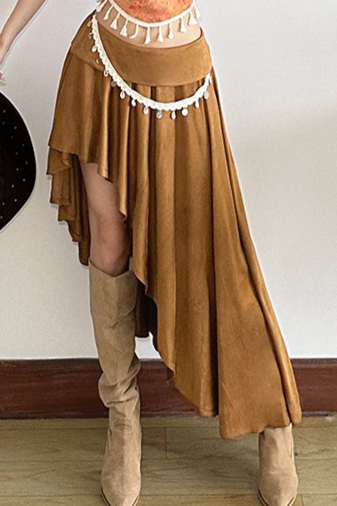 Printed Asymmetrical Slim Skirt