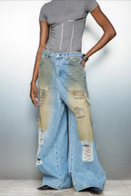 Distressed High Waist Denim Jeans