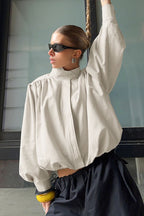 Chic High Neck Puff Sleeve Jacket