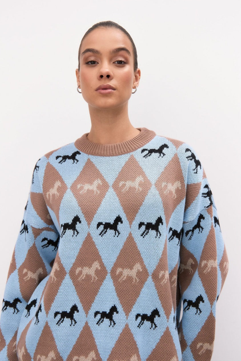 Long Sleeve Colorblock Knit Sweater