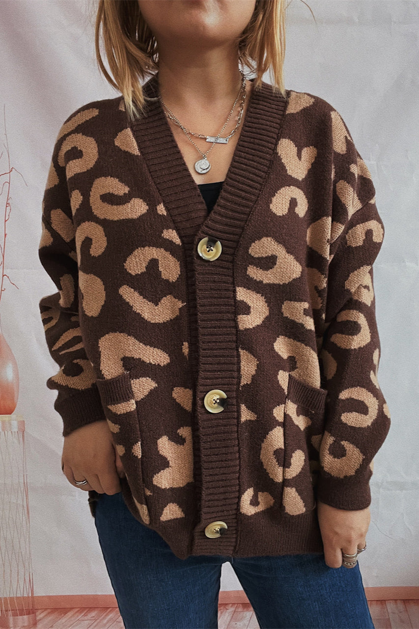 Casual Leopard Long Sleeve Cardigan
