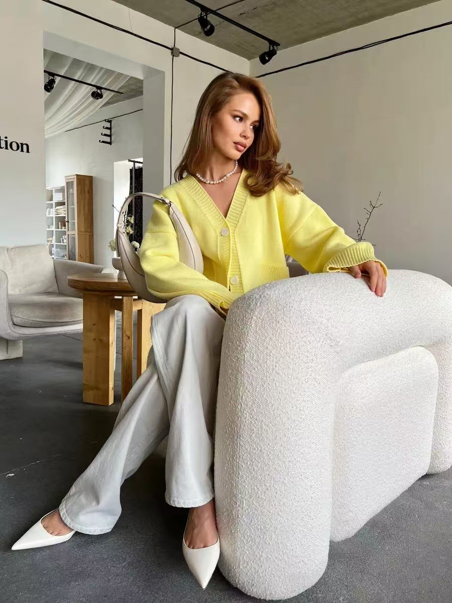 V-Neck Pocket Knit Cardigan