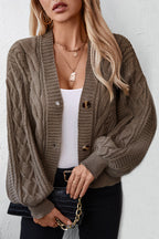 Loose Solid Button Cardigan