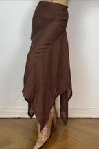 Solid Color Irregular Hem Maxi Skirt