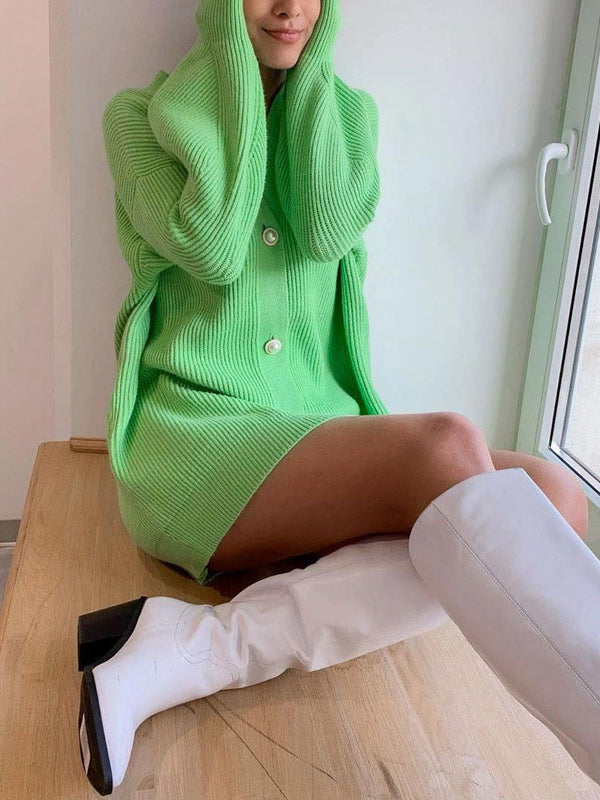 Solid Loose Knit Cardigan