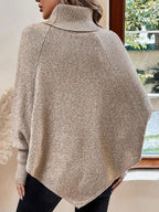 Cable Knit Turtleneck Batwing Sleeve Sweater