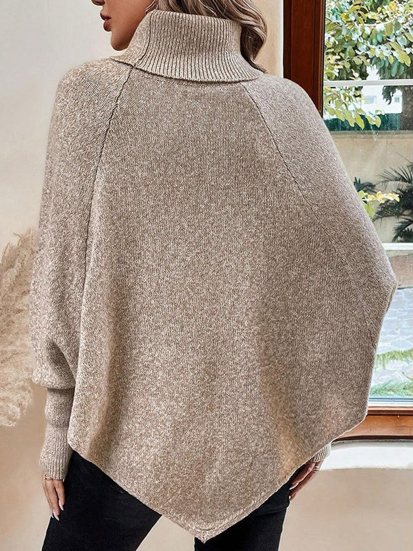 Cable Knit Turtleneck Batwing Sleeve Sweater