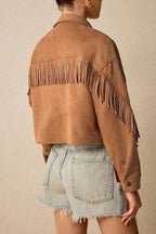 Solid Color Fringe Trim Jacket