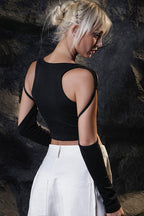 Slim Fit Hollow Solid Knit Top