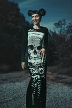 Oversized Skull Print Long Sleeve Slit Maxi Dress