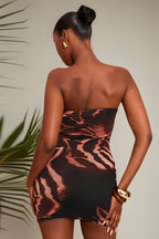Abstract Print Strapless Bodycon Mini Dress