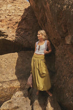 Pocketed Ruched Elastic Waist Balloon Skirt