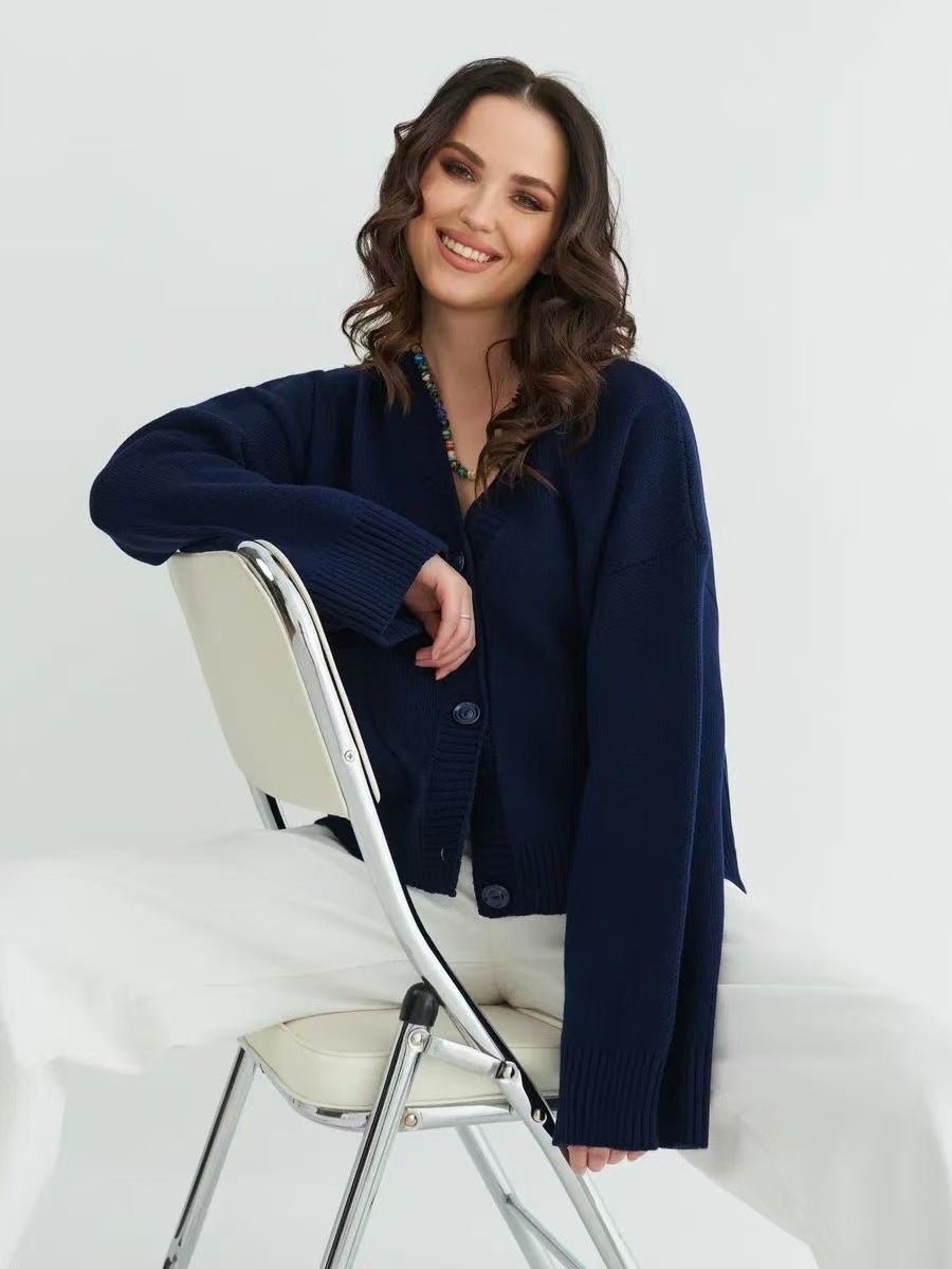 V-Neck Pocket Knit Cardigan