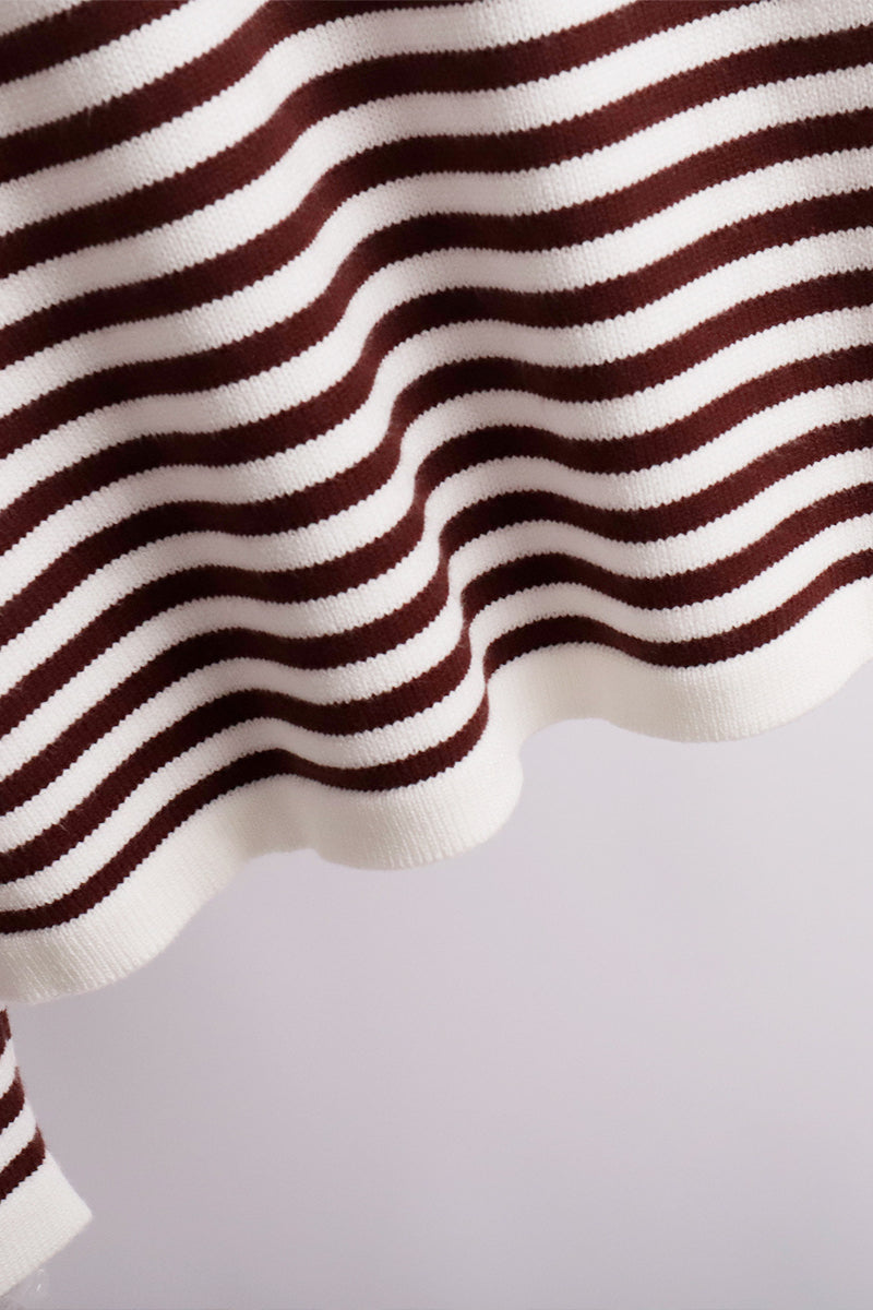 Ribbed Colorblock Striped Knit Sweater