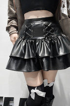 Dark Style Pleather Flare Skirt