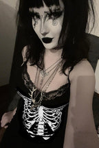Gothic Skull Print Cami Bodycon Mini Dress