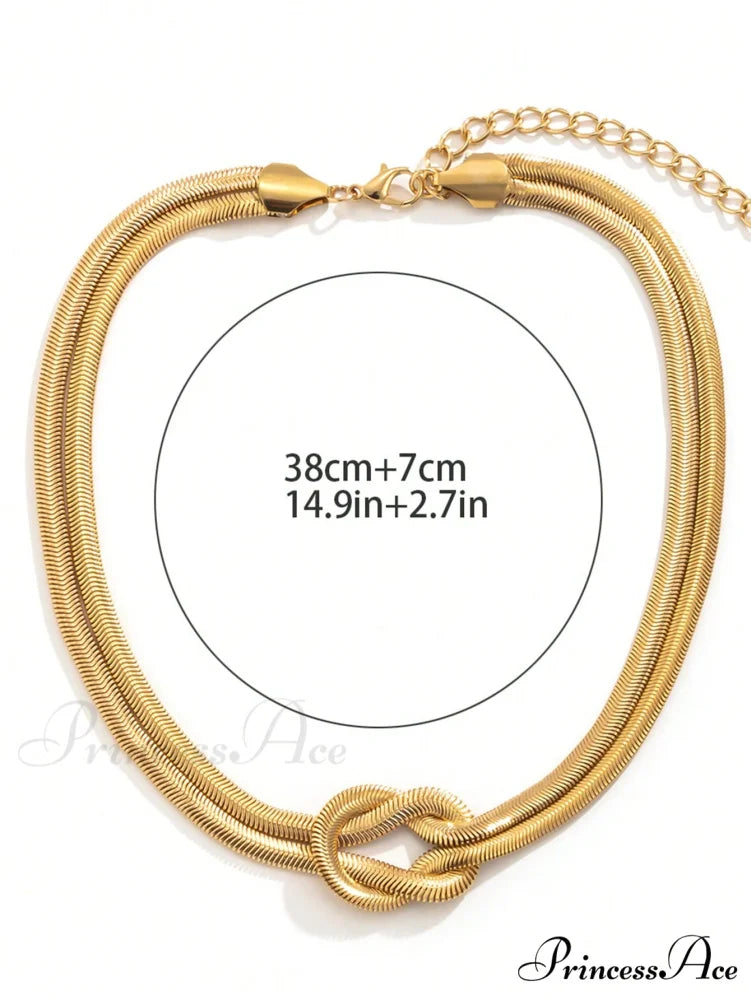 1pc Minimalist Knot Decor Layered Chain Necklace